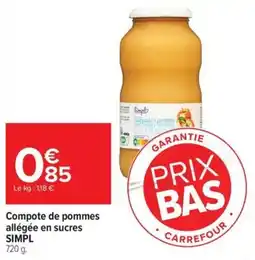 Carrefour Compote de pommes allégée en sucres simpl offre