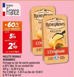 Netto Richesmonts raclette originale offre