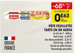 Supeco Herta pâte feuilletée tarte en or offre