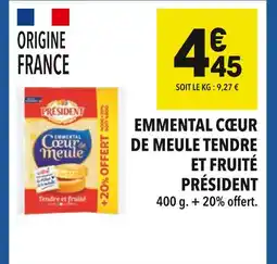 Supeco Président emmental cœur de meule tendre et fruité offre