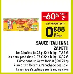 Supeco Zapetti sauce italienne offre