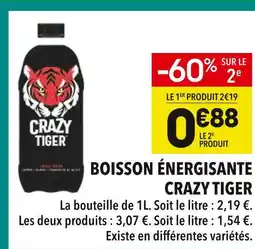 Supeco Crazy tiger boisson énergisante offre