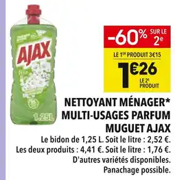 Supeco Ajax nettoyant ménager multi-usages parfum muguet offre