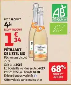 Auchan Supermarché Listel - pétillant bio offre