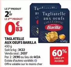 Auchan Supermarché Barilla - taglatellie aux oeufs offre