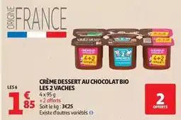 Auchan Supermarché Crème dessert au chocolat bio les 2 vaches offre