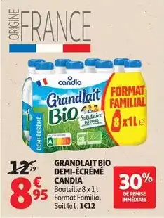 Auchan Supermarché Candia - grandlait bio demi-écrémé offre