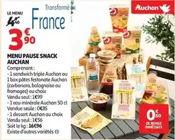 Auchan Supermarché Menu pause snack offre