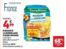 Auchan Supermarché Fleury michon - poisson à la bordelaise offre