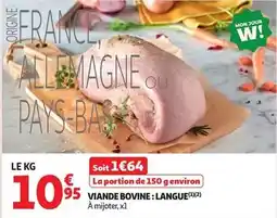 Auchan Supermarché Viande bovine: langue offre