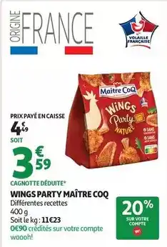 Auchan Supermarché Maître coq - wings party mainte offre