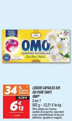 Netto Omo - lessive capsules x29 ou pour tahiti offre