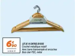 Netto Lot de 10 cintres en bois offre