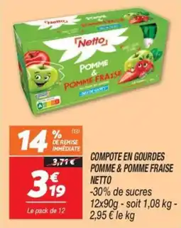 Netto Compote en gourdes pomme & pomme fraise netto offre