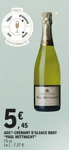 E.Leclerc Aoc crémant d'alsace brut paul mittnacht offre