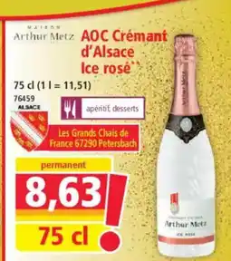 Norma ARTHUR METZ AOC Crémant d'Alsace Ice rosé offre