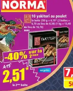 Norma 10 yakitori au poulet offre