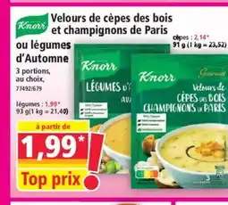 Norma Velours de cèpes des bois et champignons de Paris ou légumes d'Automne offre