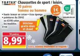 Norma TOPTEX Chaussettes de sport / loisirs 10 paires femme ou homme offre