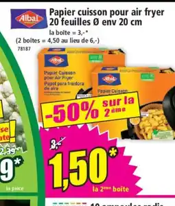 Norma ALBAL Papier cuisson pour air fryer Alba 20 feuilles offre