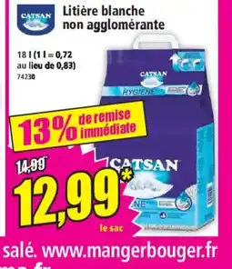 Norma CATSAN Litière blanche non agglomérante offre