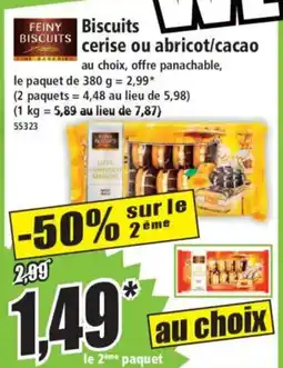 Norma FEINY BISCUITS Biscuits cerise ou abricot/cacao offre