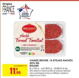 Intermarché BIGARD Viande bovine : 8 steaks hachés 20% mg offre