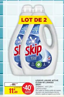 Intermarché SKIP Lessive liquide active clean 40 lavages offre