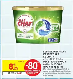 Intermarché LE CHAT Lessive disc 4 en 1 l'expert x25 offre