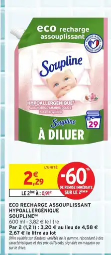 Intermarché SOUPLINE Eco recharge assouplissant hypoallergénique offre
