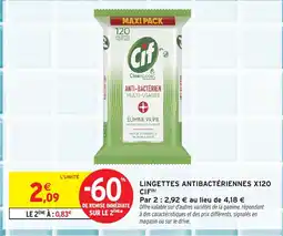 Intermarché CIF Lingettes antibactériennes x120 offre