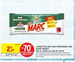 Intermarché SAINT MARC Lingettes anti-bactériennes x80 offre