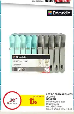 Intermarché DOMEDIA Lot de 20 maxi pinces a linge offre