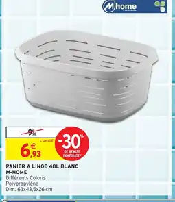 Intermarché Panier a linge 48l blanc m-home offre