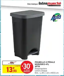 Intermarché APTA Poubelle à pédale noir/gris 47l offre