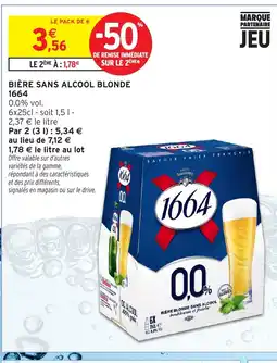 Intermarché 1664 Bière sans alcool blonde offre