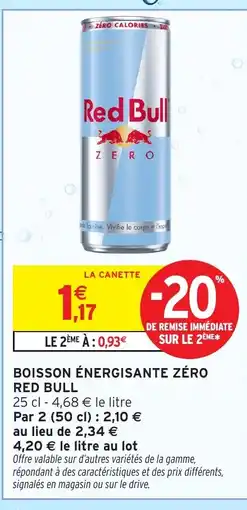 Intermarché RED BULL Boisson énergisante zéro offre