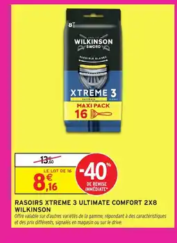 Intermarché WILKINSON Rasoirs xtreme 3 ultimate comfort 2x8 offre