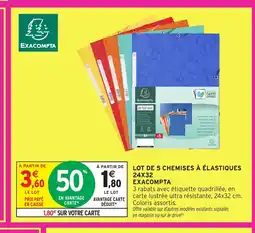 Intermarché EXACOMPTA Lot de 5 chemises à élastiques 24x32 offre
