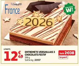 Auchan Entremets versaillais 3 chocolats festif offre