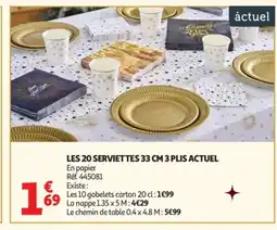 Auchan ACTUEL Les 20 serviettes 3 plis offre