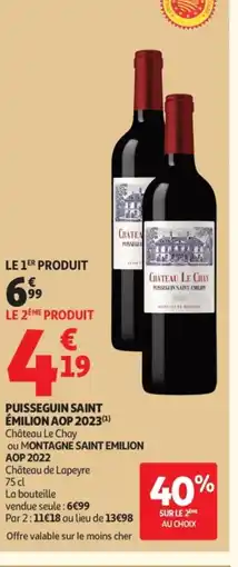 Auchan Pusseglin saint-emilion aop 2023 offre