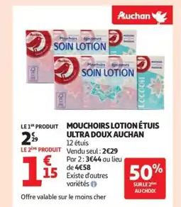 Auchan AUCHAN Mouchoirs lotion étuis ultra doux offre