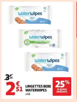 Auchan WATERWIPES Lingettes bebe offre