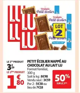 Auchan LU Petit écolier nappé au chocolat au lait offre