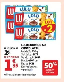 Auchan LU Lulu l'ourson au chocolat offre