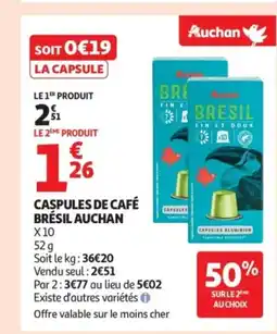 Auchan AUCHAN Caspules de café brésil offre