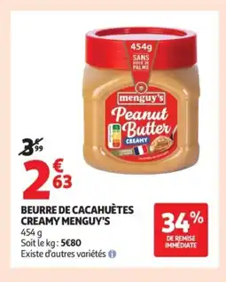 Auchan MENGUY'S Beurre de cacahuètes creamy offre