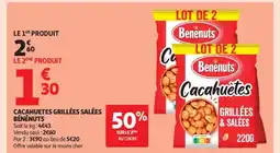 Auchan BÉNÉNUTS Cacahuetes grillées salées offre