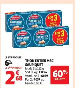 Auchan SAUPIQUET Thon entier msc offre